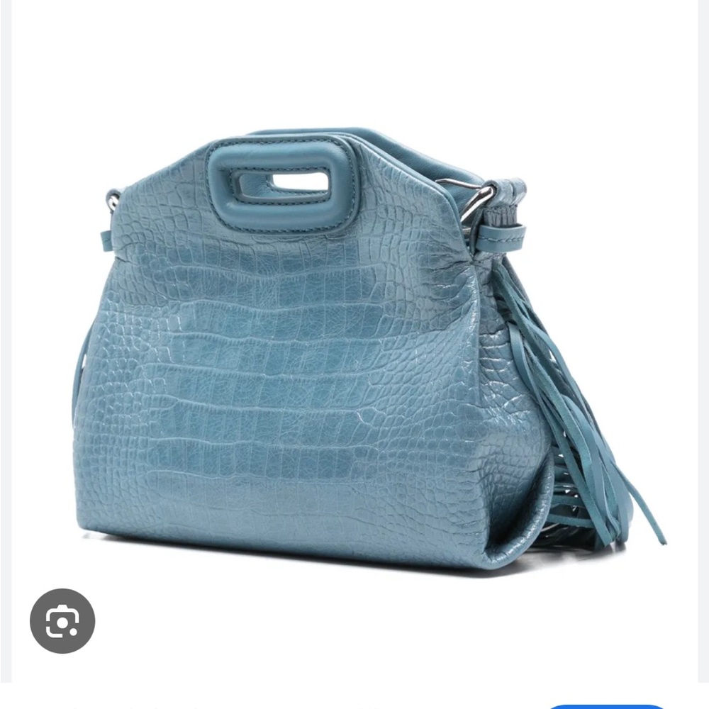 Maje Blue Leather Fringe Crossbody Bag